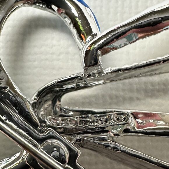 Vintage GERRY'S Christmas BELL Brooch Pin Silver Tone Enamel 2-1/4" Beautiful - Picture 6 of 12